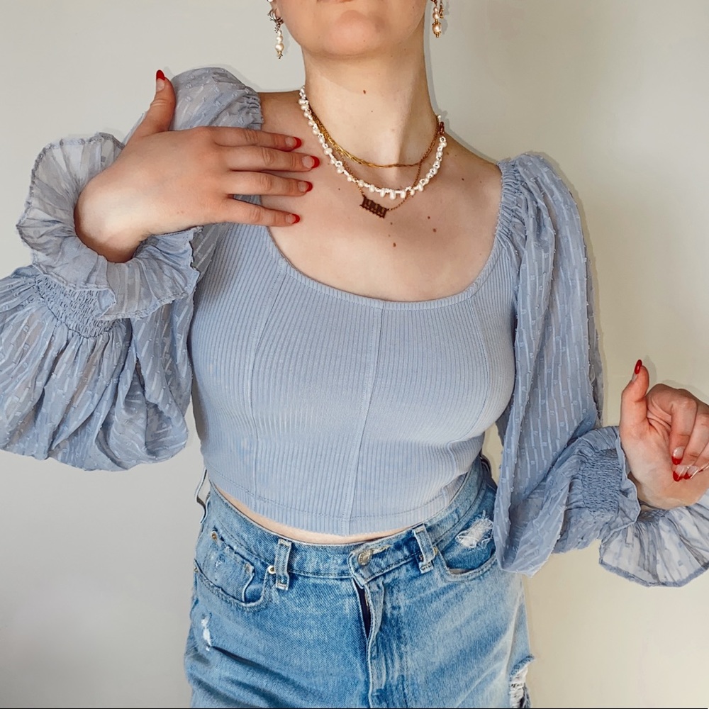 Urban Outfitters Cynthia Clip Dot-Sleeve Top